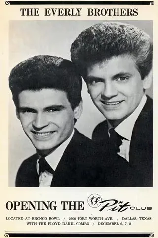 The Everly Brothers, Dallas, TX, 1961 at The Pit Club
