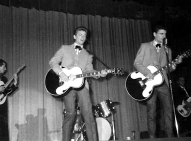 Archival photograph of Don Peake with the Everly Brothers
