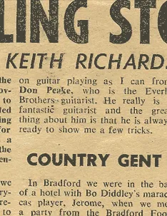 1961 Melody Maker newspaper clipping about Keith Richards and Don Peake.